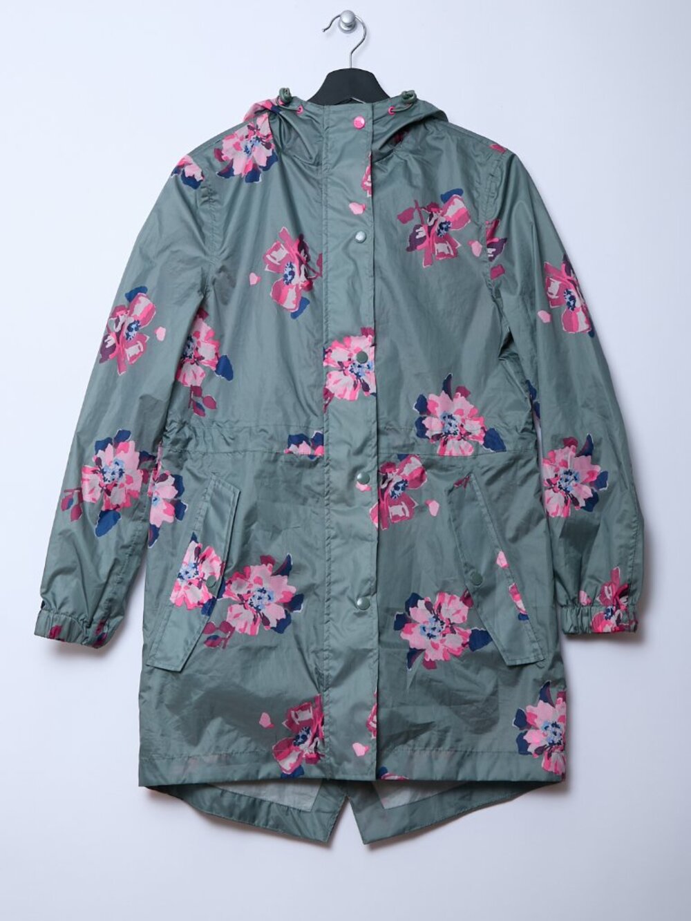 Joules GoLightly Green Floral Print Waterproof Lightweight Raincoat Jacket XS